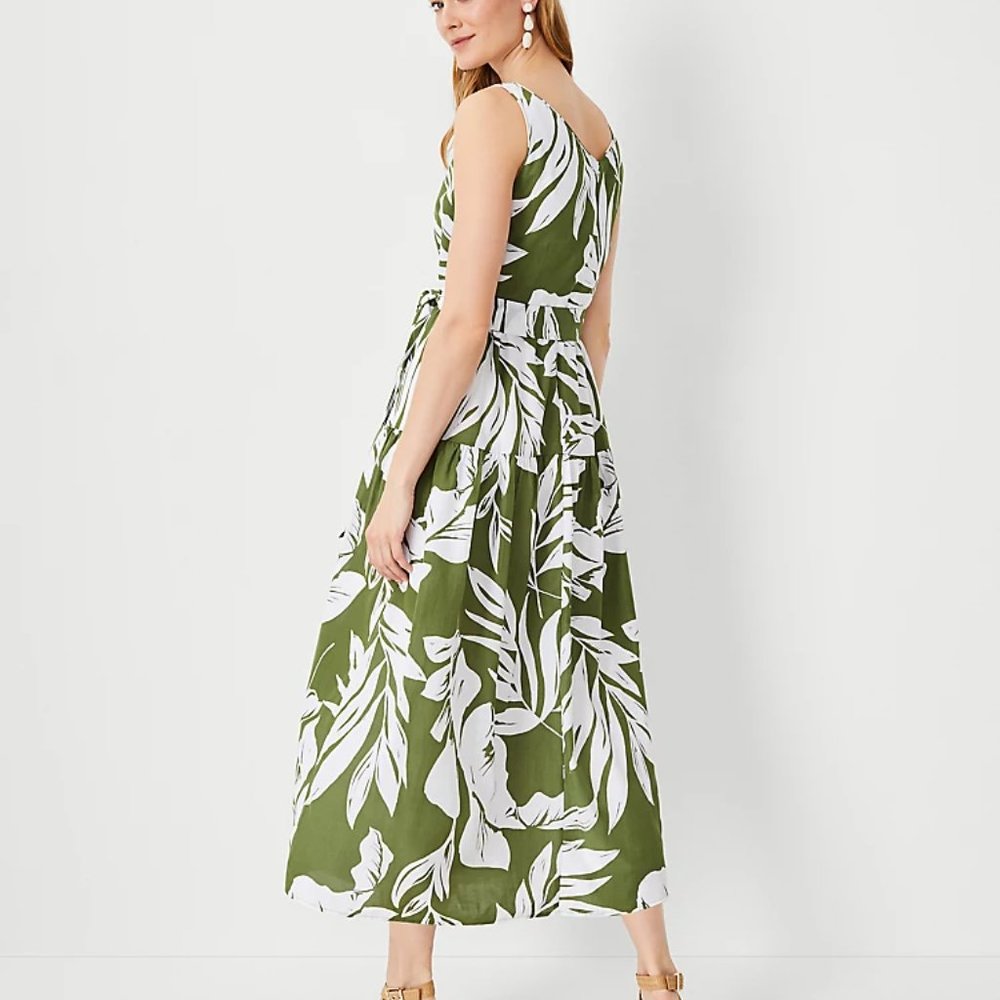 NEW Ann Taylor Palm Belted Flare Dress - Picture 3 of 8